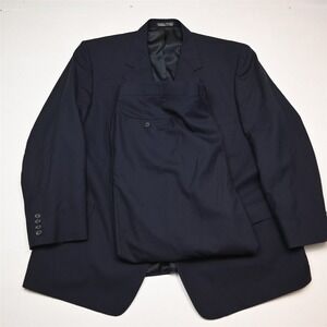 Vtg USA Made 54R 46x30 Blue Check Wool Mens Jacket Pants Suit